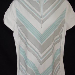 Zenergy Golf  Sport Top by Chico's Knit Stripe Zip Neck Sz 0 S/4